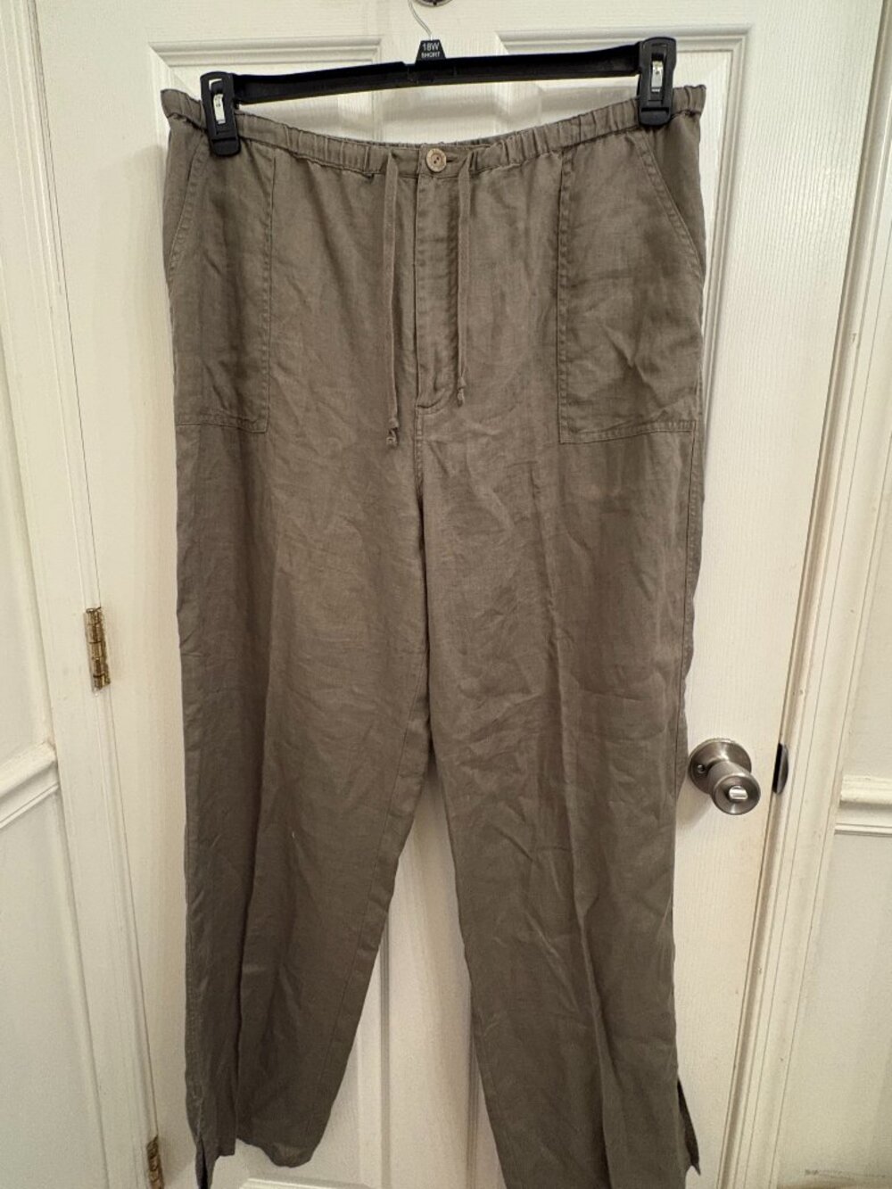 Eddie Bauer 100% Linen Olive Pants Size 20 Tall Cruise Wear